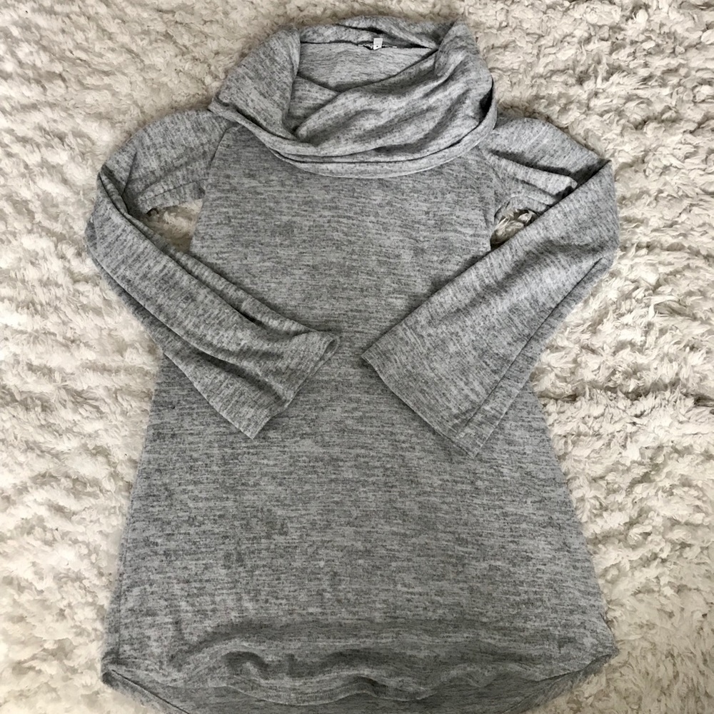 Grey Bell Sleeve Cowl Neck Sweater Dress - Size M